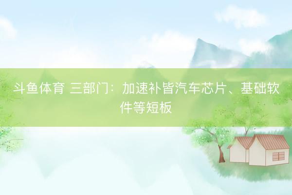 斗鱼体育 三部门：加速补皆汽车芯片、基础软件等短板