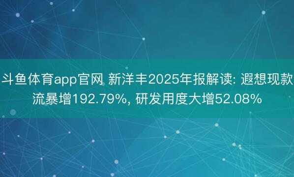斗鱼体育app官网 新洋丰2025年报解读: 遐想现款流暴增192.79%, 研发用度大增52.08%